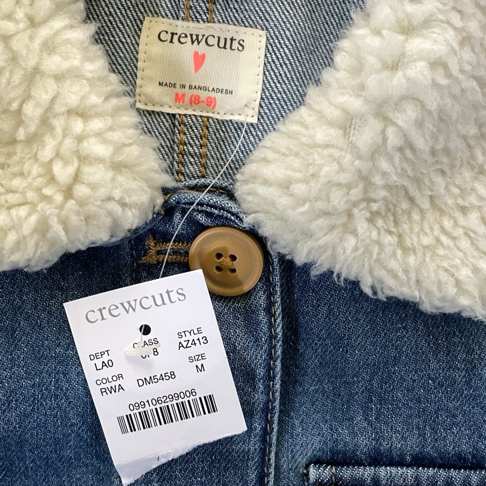 Crewcuts NWT Girls' denim chore jacket with sherpa trim size M - Picture 2 of 6